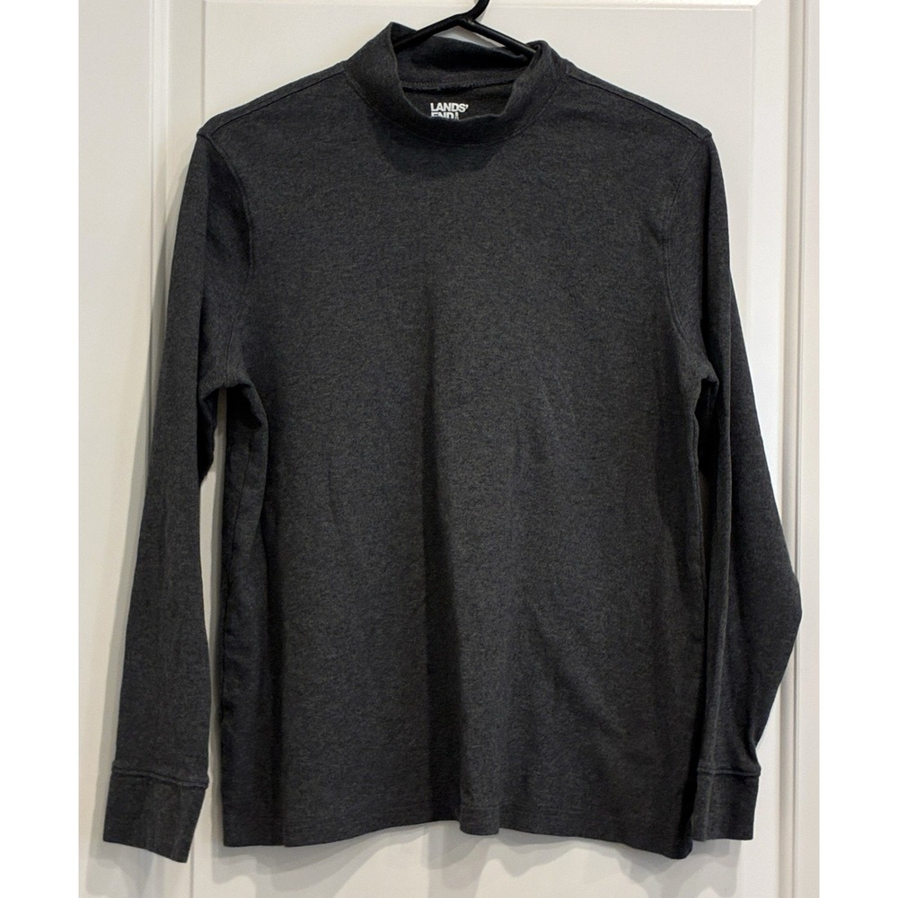 Lands End Womens Mock Neck Top Size L  14-16 Gray Long Sleeve Minimalist